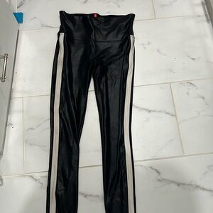 Spanx size medium faux leather leggings with white stripe